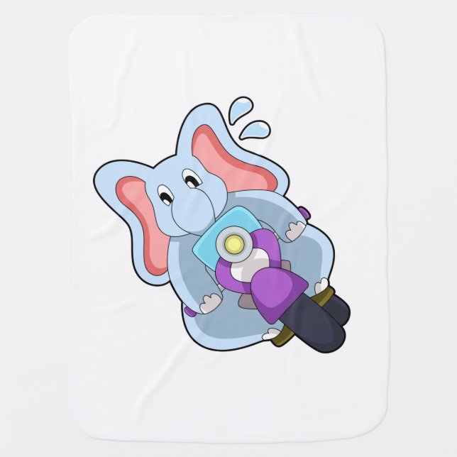 Elephant as Biker with Motorcycle.PNG Baby Blanket (Front)