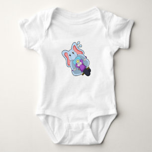 Elephant as Biker with Motorcycle.PNG Baby Bodysuit