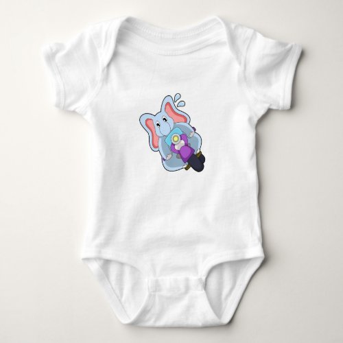Elephant as Biker with MotorcyclePNG Baby Bodysuit