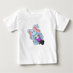 Elephant as Biker with Motorcycle.PNG Baby T-Shirt