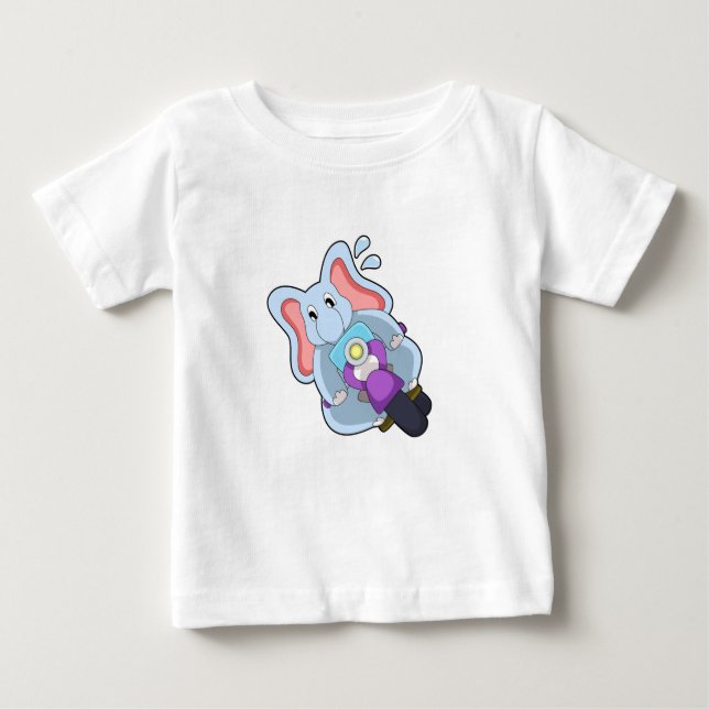 Elephant as Biker with Motorcycle.PNG Baby T-Shirt (Front)