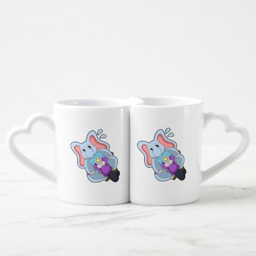 Elephant as Biker with MotorcyclePNG Coffee Mug Set