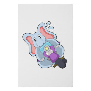 Elephant as Biker with Motorcycle.PNG Faux Canvas Print