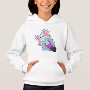 Elephant as Biker with Motorcycle.PNG Hoodie