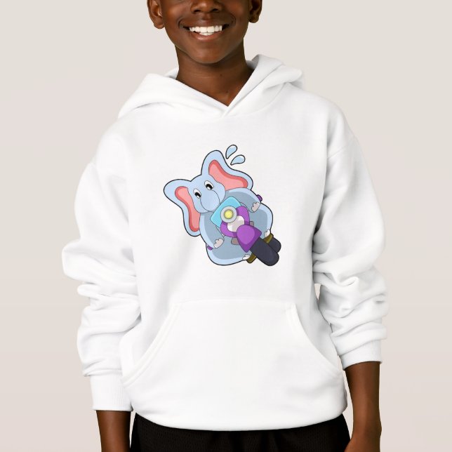 Elephant as Biker with Motorcycle.PNG Hoodie (Front)