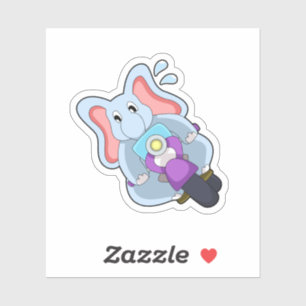 Elephant as Biker with Motorcycle.PNG Sticker