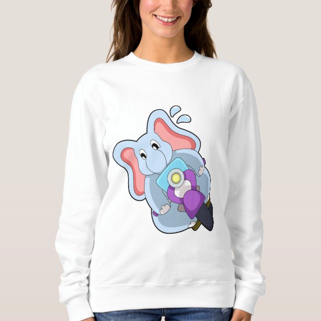 Elephant as Biker with Motorcycle.PNG Sweatshirt (Front)