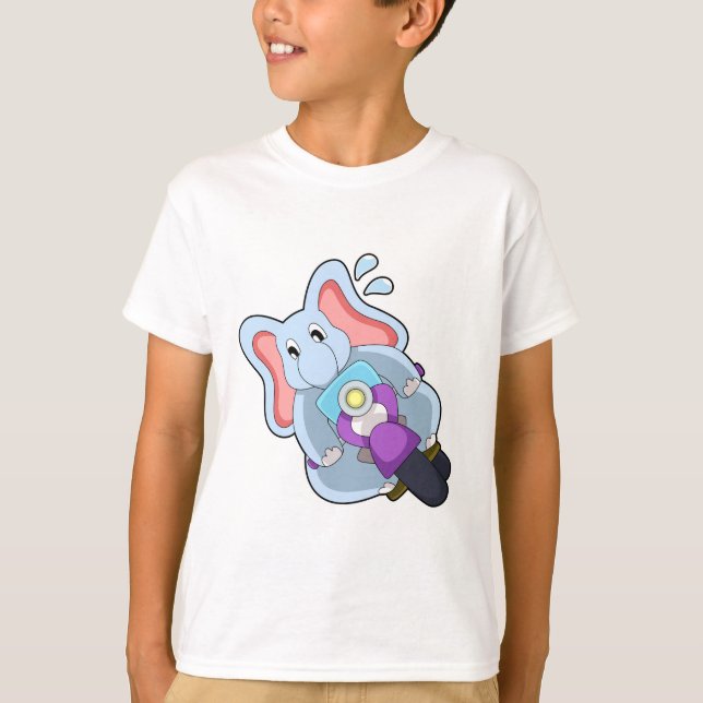 Elephant as Biker with Motorcycle.PNG T-Shirt (Front)