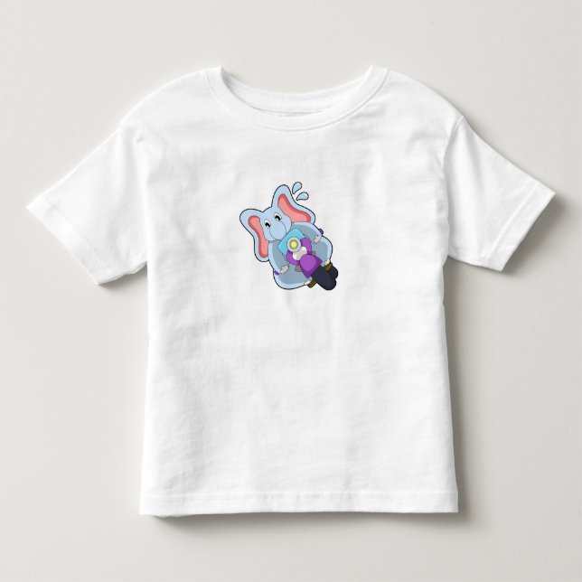 Elephant as Biker with Motorcycle.PNG Toddler T-shirt (Front)