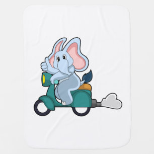 Elephant as Biker with Scooter Baby Blanket