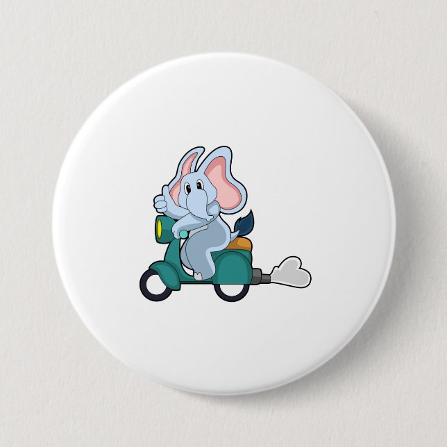 Elephant as Biker with Scooter Button (Front)