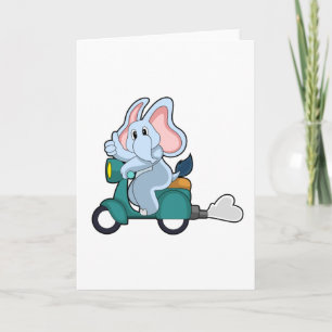 Elephant as Biker with Scooter Card