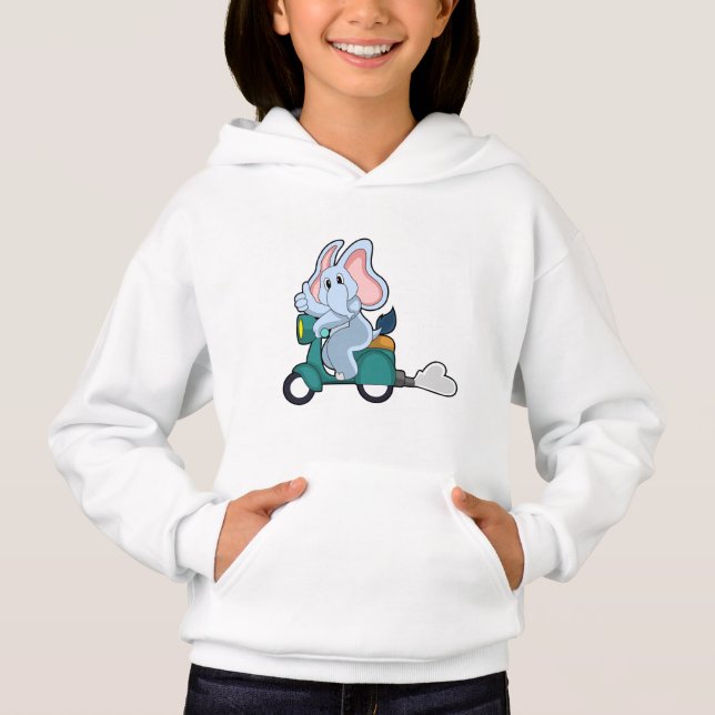Elephant as Biker with Scooter Hoodie (Front)