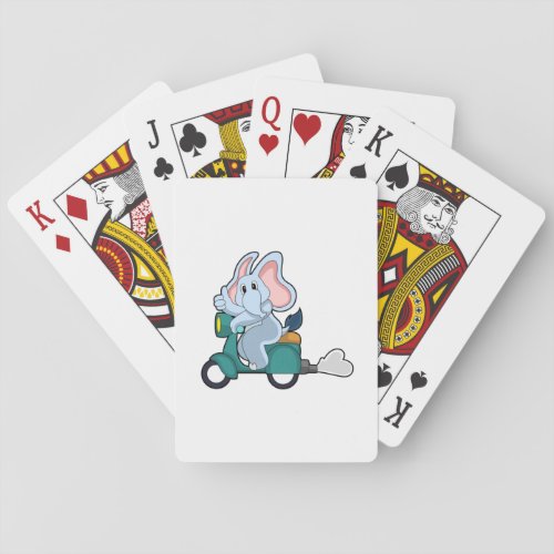 Elephant as Biker with Scooter Playing Cards