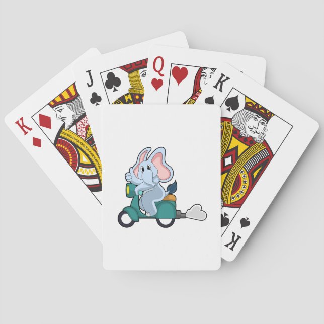 Elephant as Biker with Scooter Poker Cards (Back)