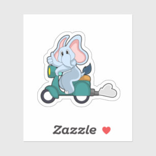 Elephant as Biker with Scooter Sticker
