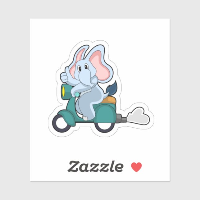 Elephant as Biker with Scooter Sticker (Sheet)