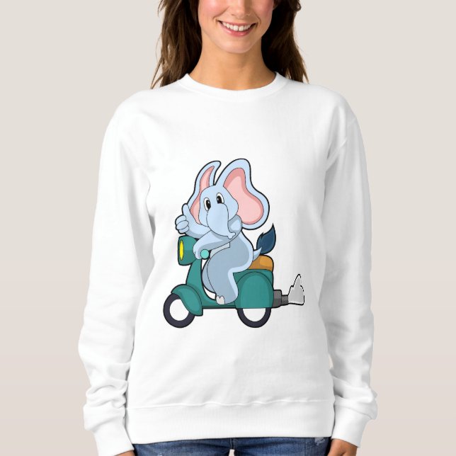 Elephant as Biker with Scooter Sweatshirt (Front)