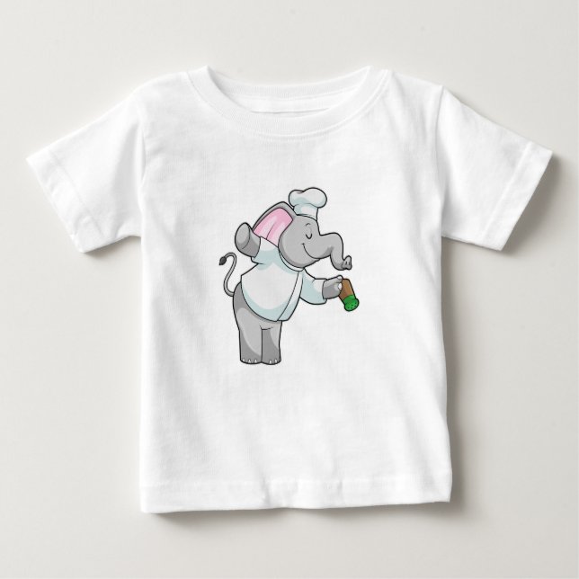 Elephant as Chef with Salt shaker Baby T-Shirt (Front)