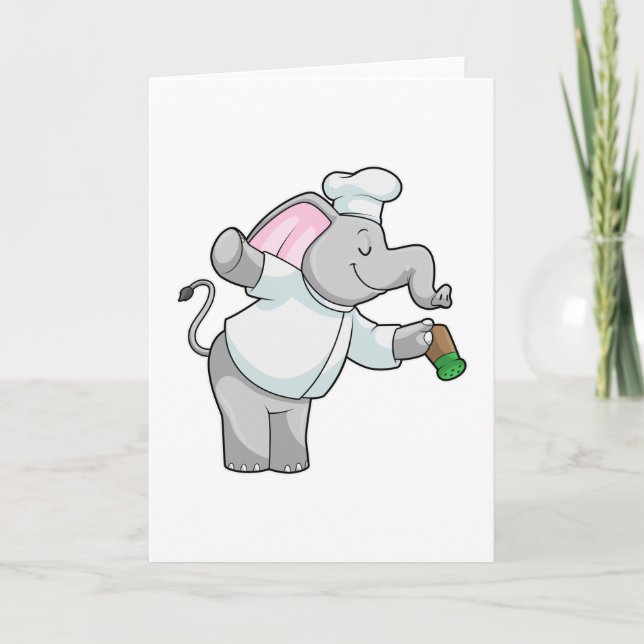 Elephant as Chef with Salt shaker Card (Front)