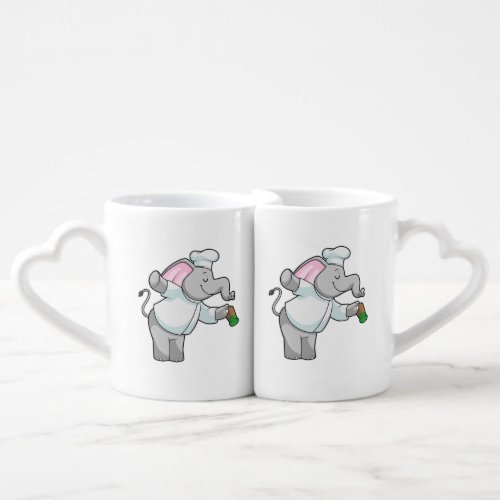 Elephant as Chef with Salt shaker Coffee Mug Set