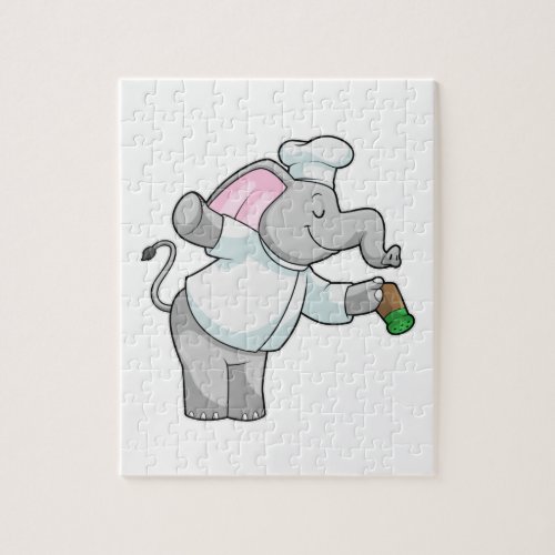 Elephant as Chef with Salt shaker Jigsaw Puzzle