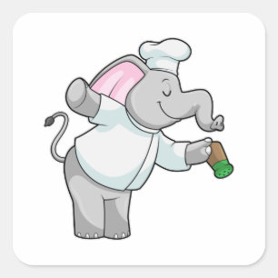 Elephant as Chef with Salt shaker Square Sticker