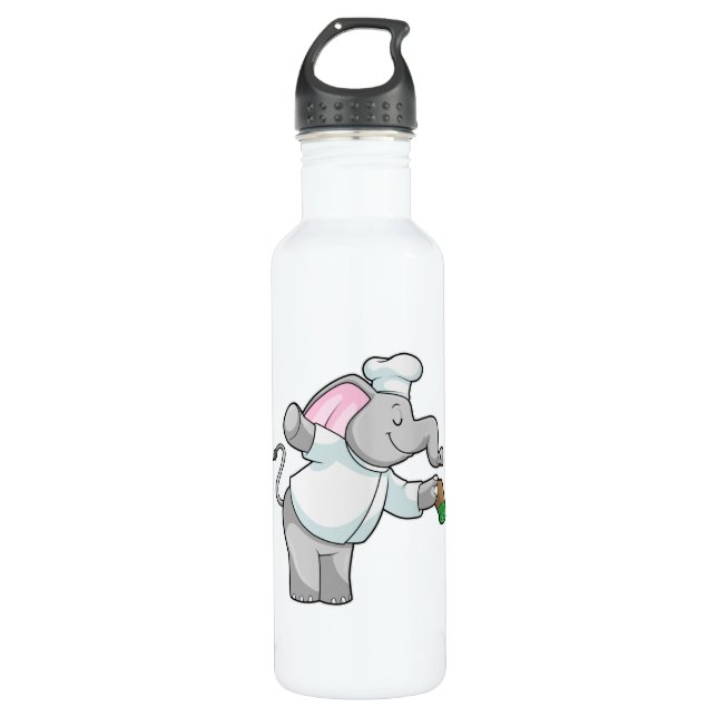 Elephant as Chef with Salt shaker Stainless Steel Water Bottle (Front)