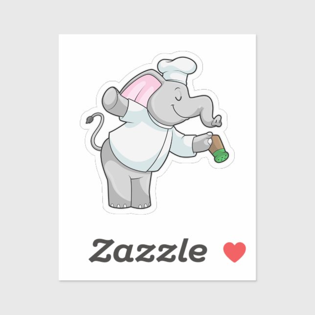 Elephant as Chef with Salt shaker Sticker (Sheet)