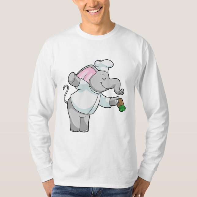 Elephant as Chef with Salt shaker T-Shirt (Front)