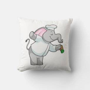 Elephant as Chef with Salt shaker Throw Pillow