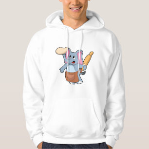 Elephant as Cook with Rolling pin & Dough Hoodie