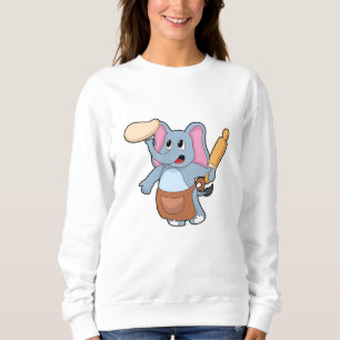 Elephant as Cook with Rolling pin & Dough Sweatshirt