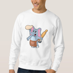 Elephant as Cook with Rolling pin & Dough Sweatshirt