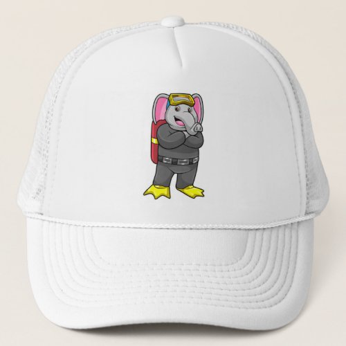 Elephant as Diver with Diving goggles Trucker Hat