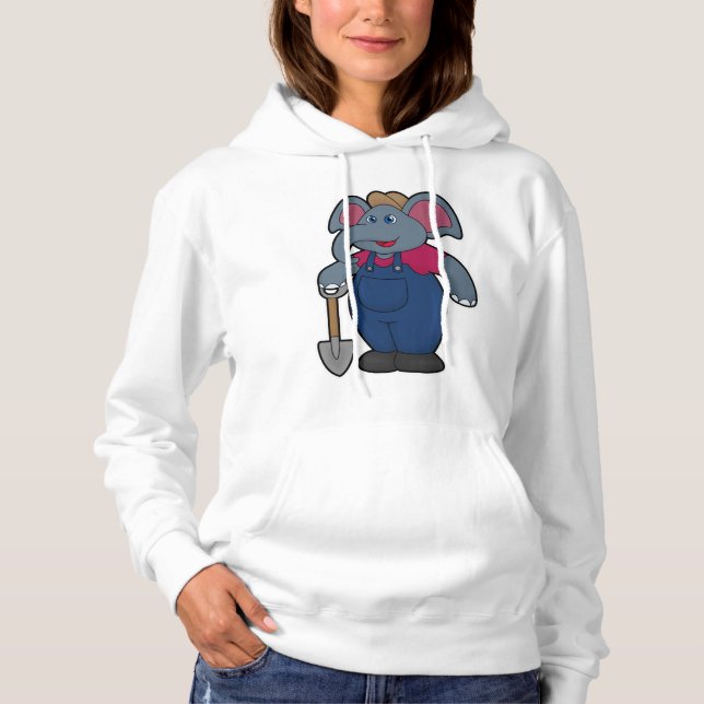Elephant as Farmer with Shovel Hoodie (Front)