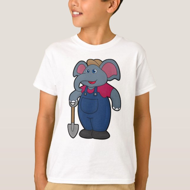 Elephant as Farmer with Shovel T-Shirt (Front)