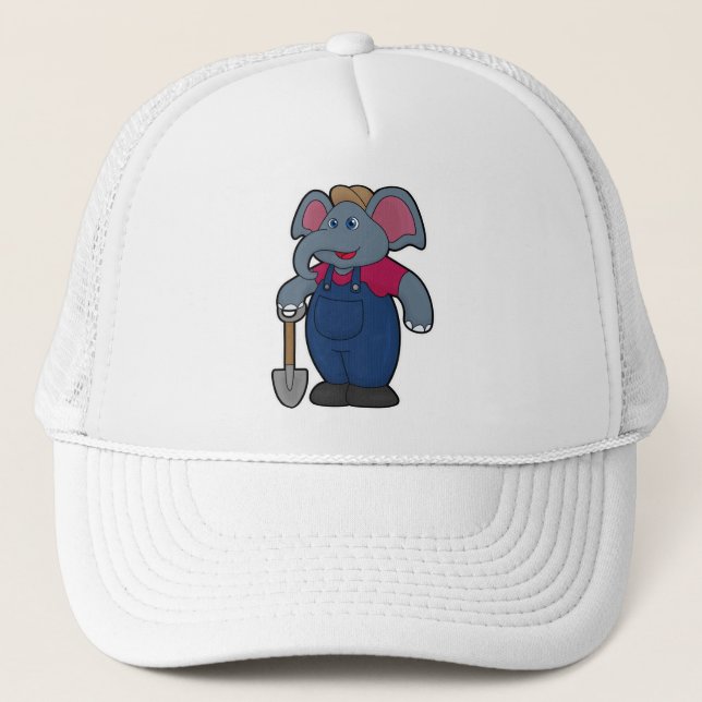 Elephant as Farmer with Shovel Trucker Hat (Front)