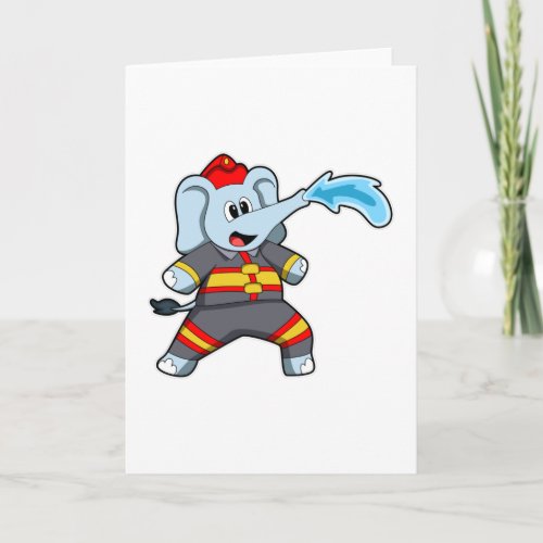Elephant as Firefighter with Hose Card