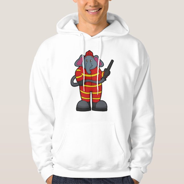 Elephant as Firefighter with Hose Hoodie (Front)