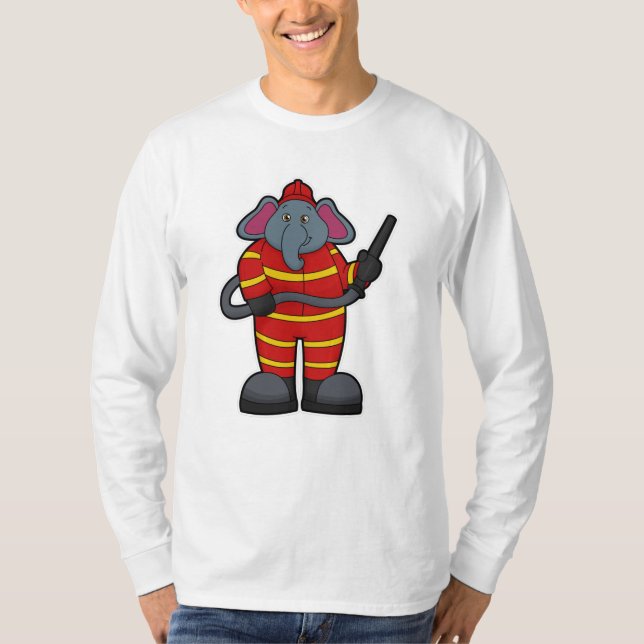 Elephant as Firefighter with Hose T-Shirt (Front)