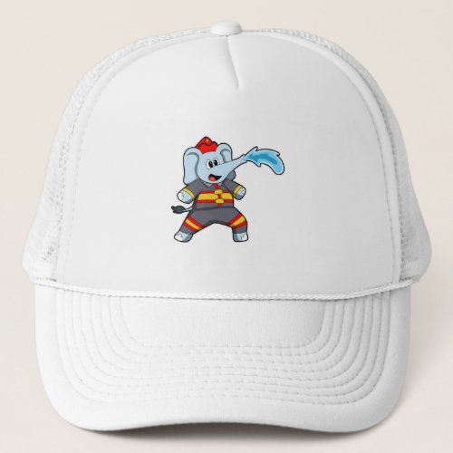 Elephant as Firefighter with Hose Trucker Hat