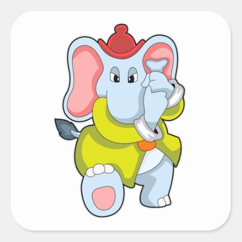 Elephant as Firefighter with Proboscis Square Sticker