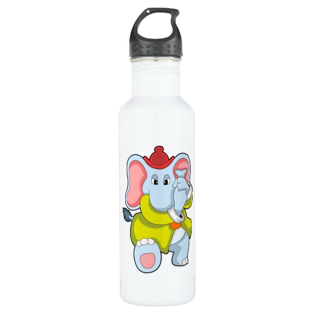 Elephant as Firefighter with Proboscis Stainless Steel Water Bottle (Front)