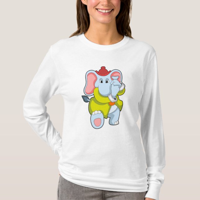 Elephant as Firefighter with Proboscis T-Shirt (Front)