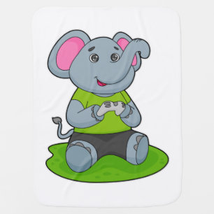 Elephant as Gamer Baby Blanket