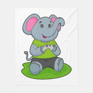 Elephant as Gamer Fleece Blanket