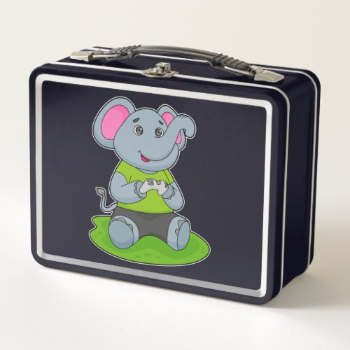 Elephant as Gamer Metal Lunch Box