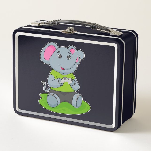 Elephant as Gamer Metal Lunch Box (Front)
