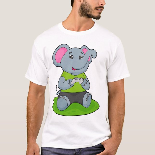 Elephant as Gamer T-Shirt (Front)